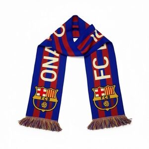 FC Barcelona Soccer Scarf Official FCB Acrylic Woven Fringe Supporter Barca